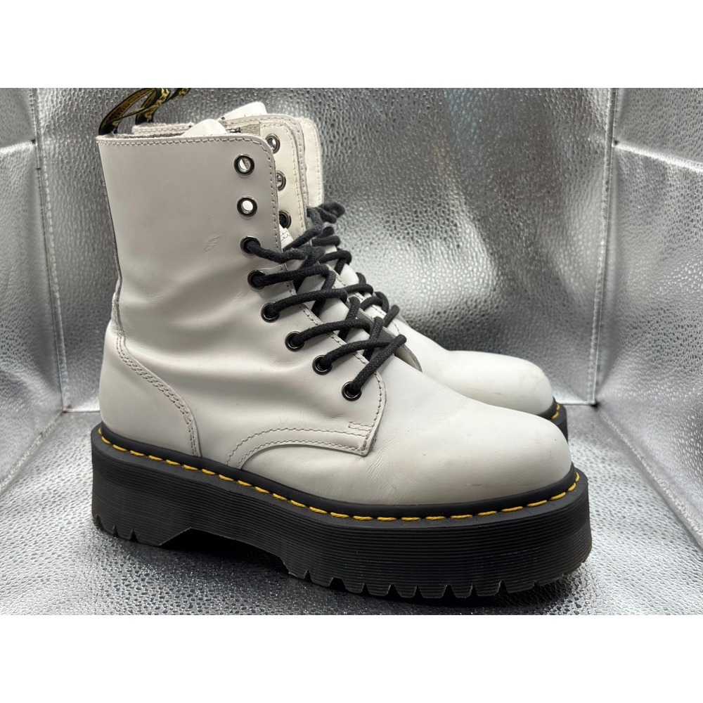Size -6 Dr. Martens‎ White Womens Jadon Boot Smooth Leather Platforms Shoe